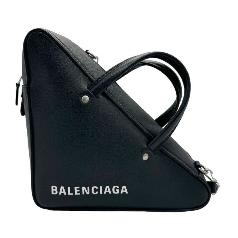 Balenciaga Triangle Duffle Shoulder Bag Black Leather